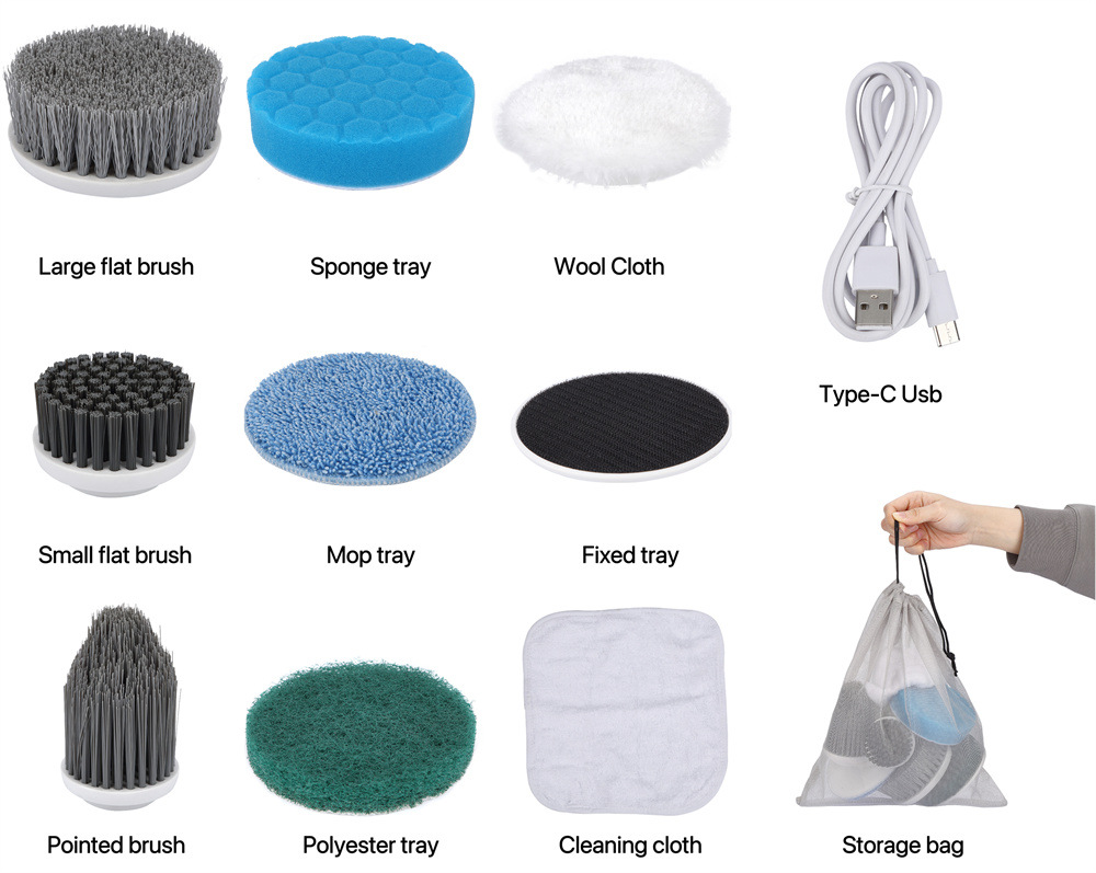 The new electric cleaning brush features an 8-in-1 display screen, three-position rotatable night light, and is a multi-functional waterproof wireless cleaning brush pic 27