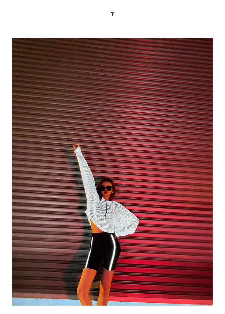 李婉君宽松连帽镂空针织衫女2020夏季薄款星辰反光蹦迪上衣长袖衫详情41