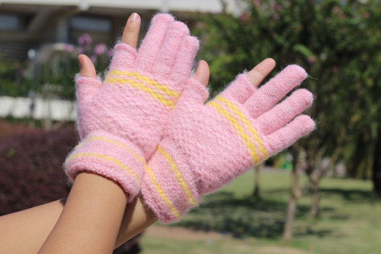 2019 Autumn/Winter new style of warm typing gloves for women with exposed fingers, winter cold protection for playing games and woolen yarn gloves pic 18