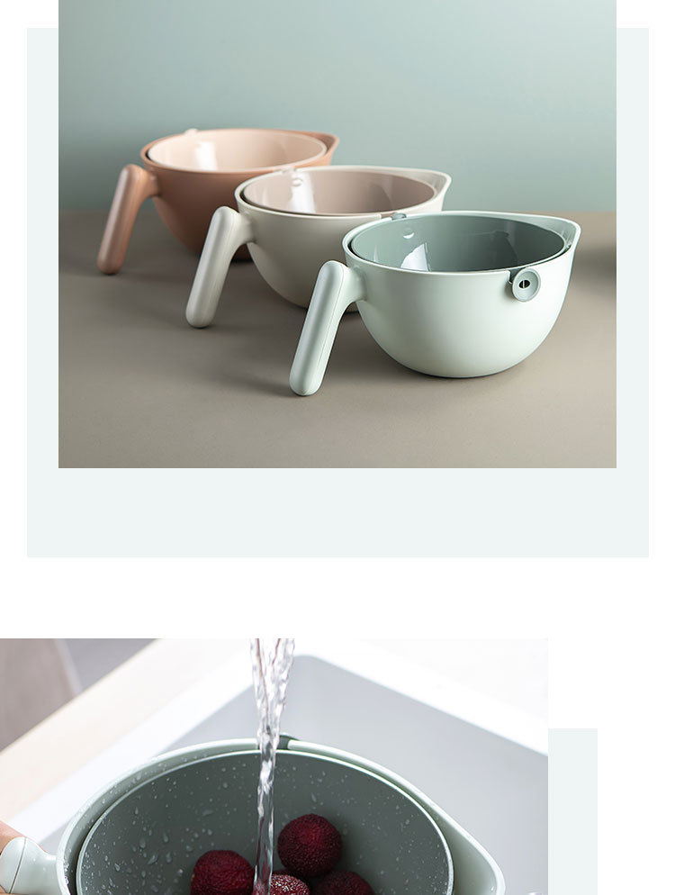 Draining basket, vegetable washing basin, double-layer plastic fruit basket, multi-functional storage for home kitchen, vegetable washing basket and fruit plate pic 10