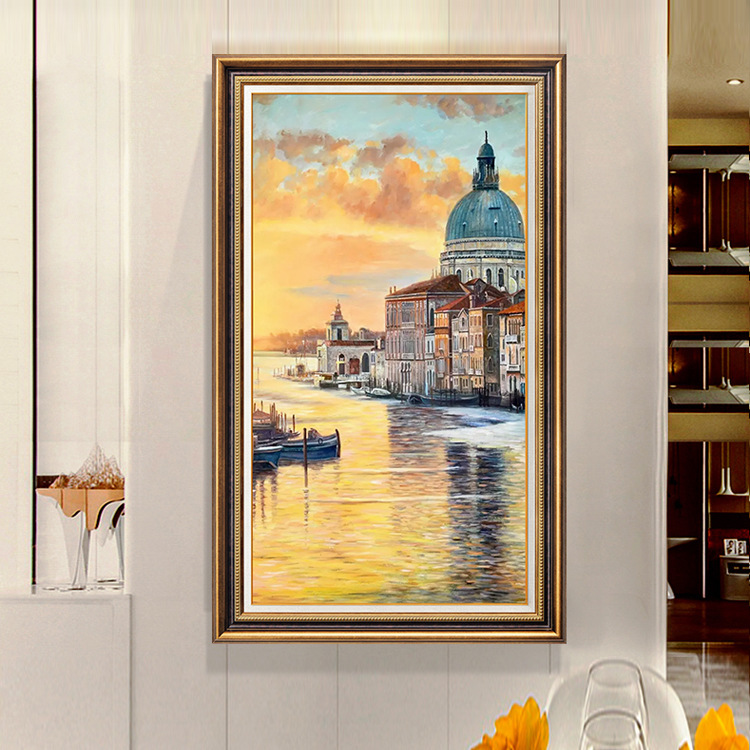 American-style entrance foyer hanging paintings, modern art, European-style vertical corridor and passageway decorative paintings, grand murals, large size pic 9