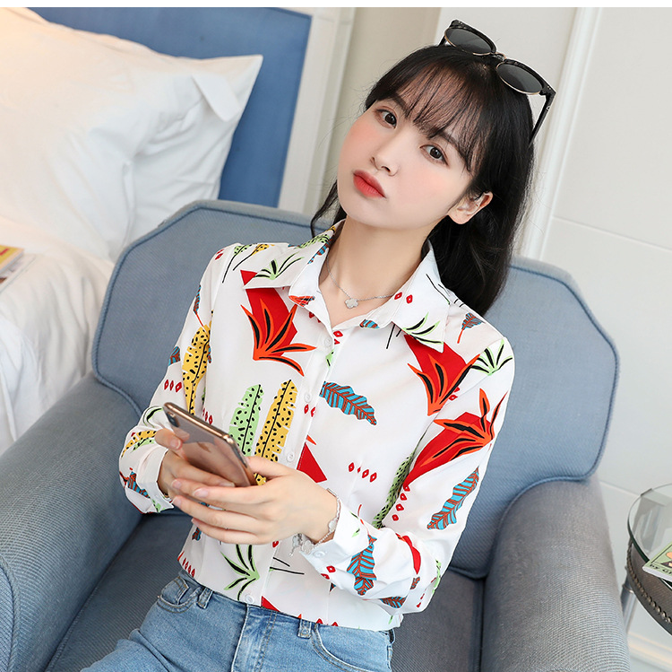 New spring and autumn Korean-style slim-fit shirt for women, long-sleeved printed striped trendy base layer, Hong Kong-style top for women pic 79