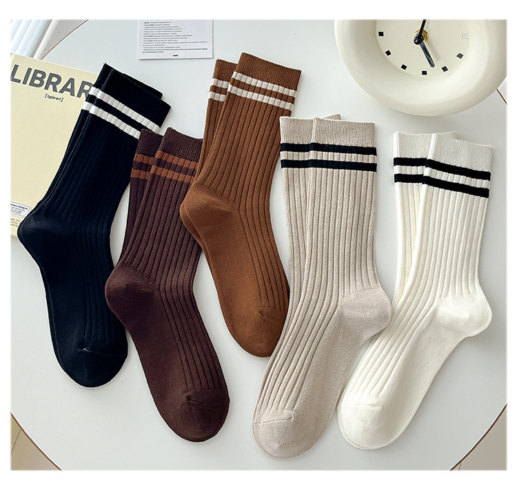 Sock stall, one-piece consignment, mid-calf socks for women, new autumn and winter styles, simple and versatile socks, trendy pile socks for women, long double-needle cotton socks, one-piece consignment pic 3