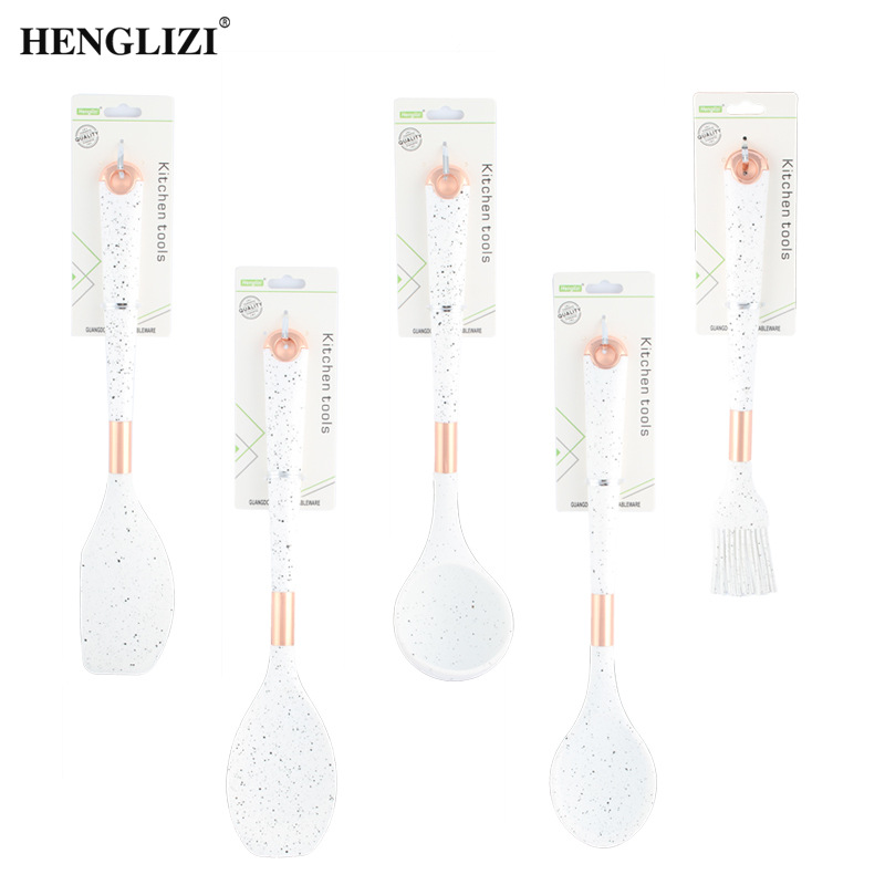 Cross-border casa resistente a altas temperaturas antiadherente olla espátula spoon leakes star sky black handle food grade silicona kitchenware set pic 17