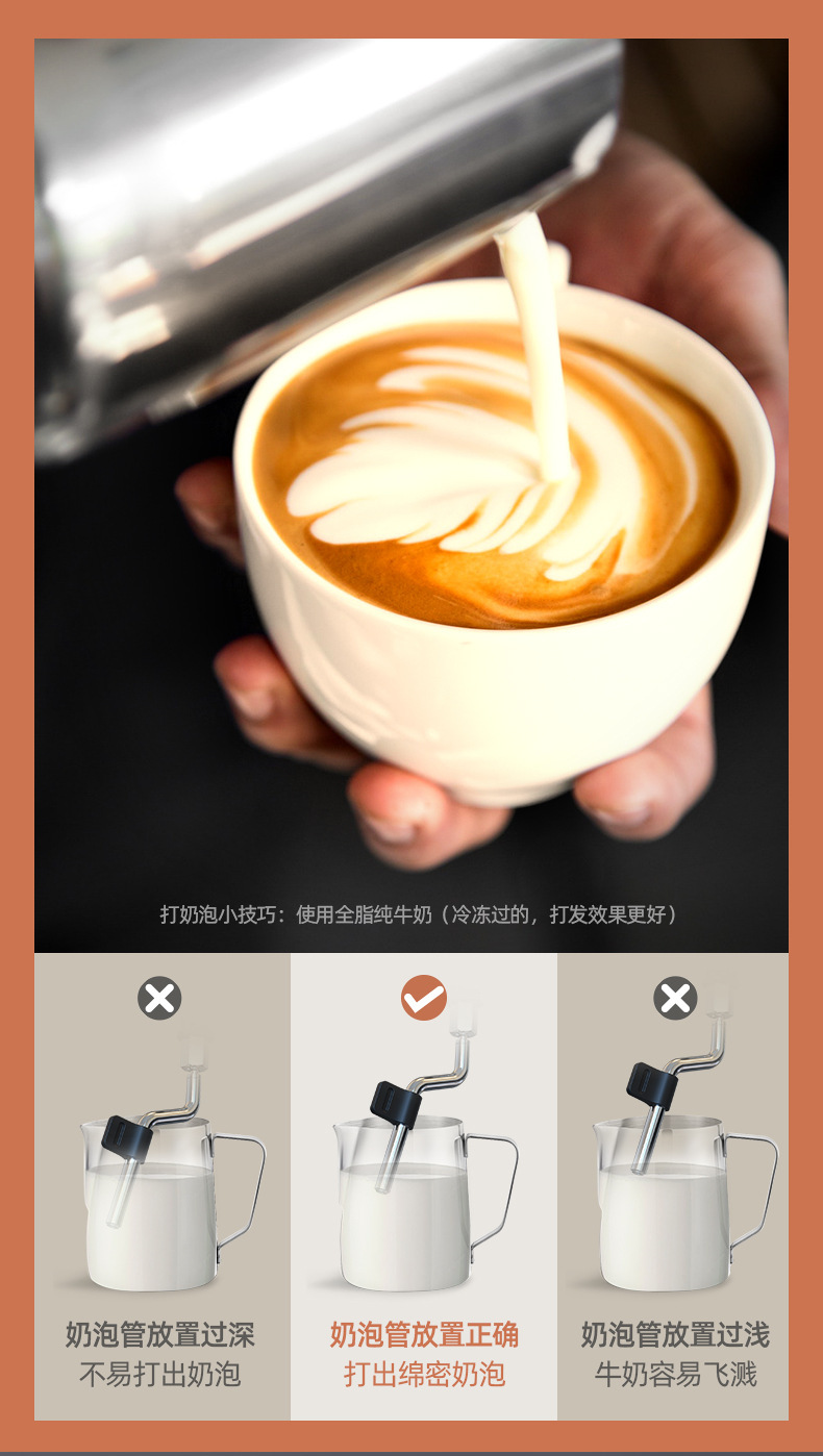 多功能半全自动咖啡机意式美式商用研磨家用工具智能咖啡机打奶泡详情12