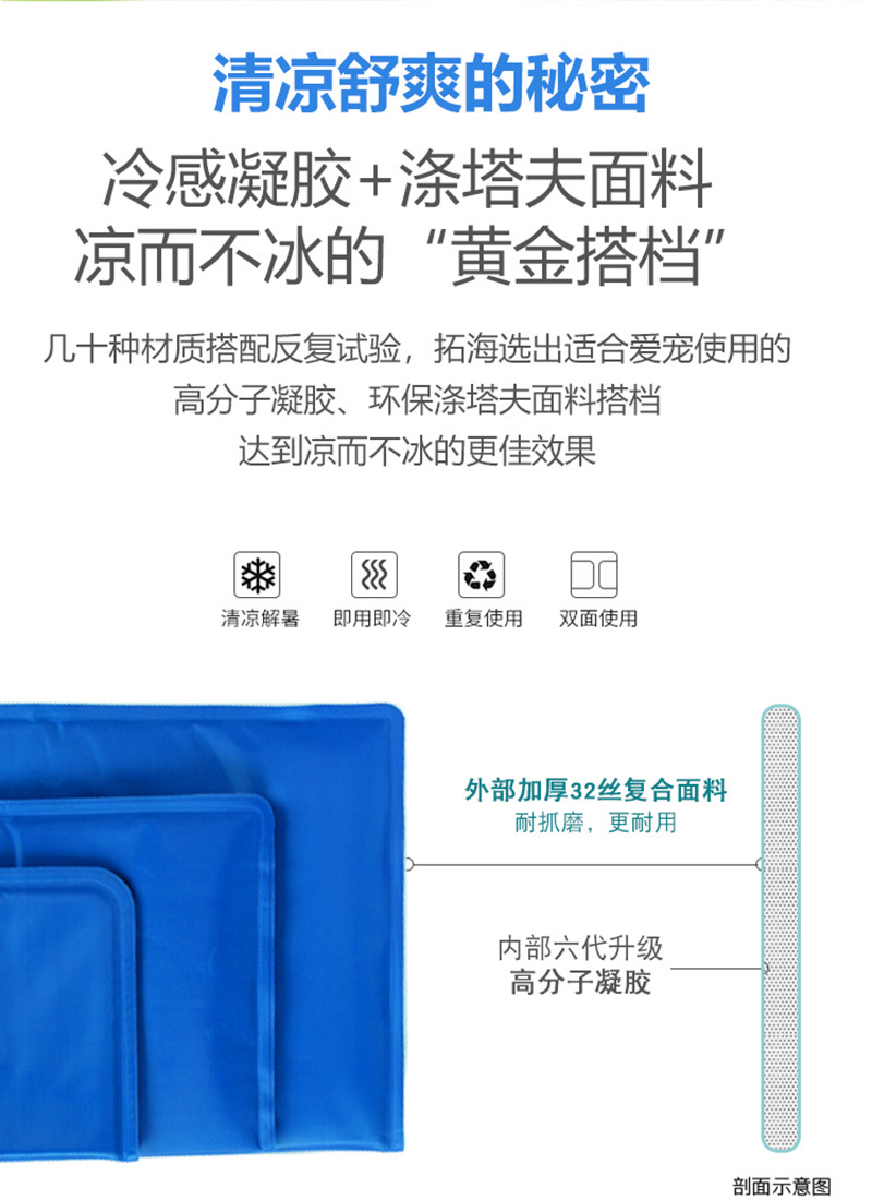 Amazon cross-border pet ice pad, dog and cat summer sponge cooling product pet cooling mat pic 3