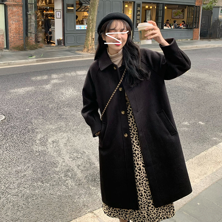 女大衣高级感2022秋冬款韩版学院风呢子风衣气质中长款毛呢外套女详情4