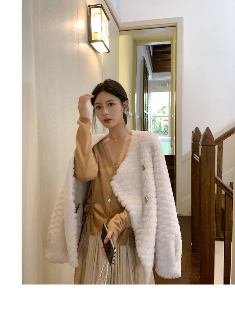 冬季新年羊羔毛皮草短款女网红羊剪绒布加迪全羊毛年轻短外套详情50