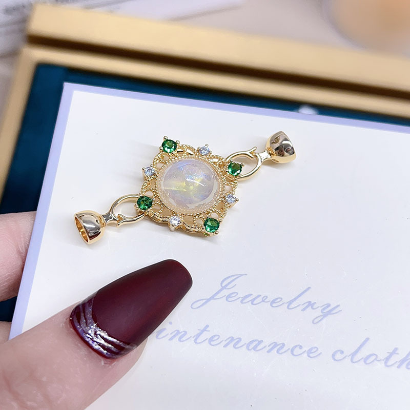 18k金方形万能扣空托贝珠散珠手链项链轻奢新款配饰diy手工详情5