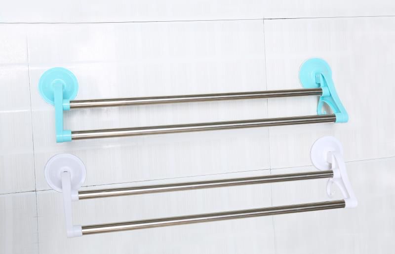 Double-pole towel racks with invisible suction cups, double-layer towel racks and bath towel racks are selling well at street stalls pic 2