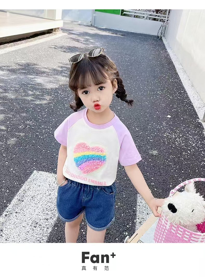 2025夏季女童短袖上衣T恤新款纯棉女宝宝短袖洋气高档童装代发详情10