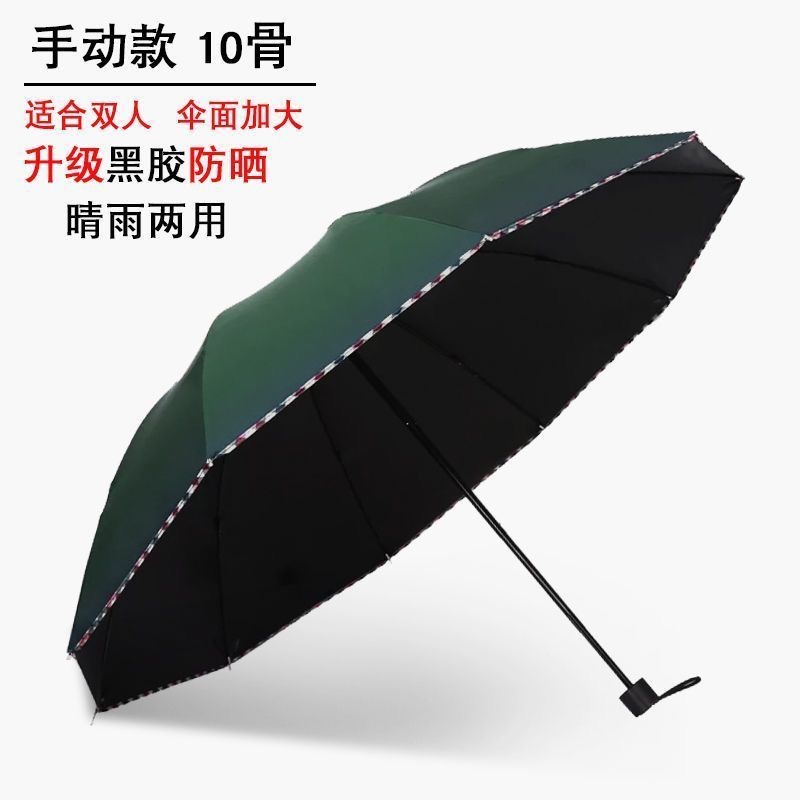 十骨加大号晴雨伞折叠三折伞黑胶防晒防紫外线遮阳伞商务大伞批发详情7