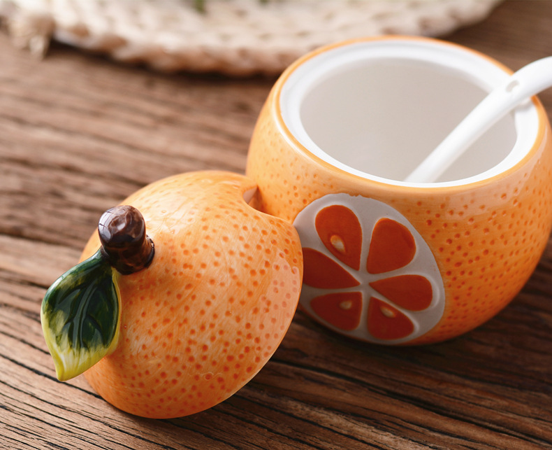 Creative Japanese kitchenware, orange ceramic seasoning bottles and jars, seasoning jars, seasoning boxes, spice jars, salt jars pic 50