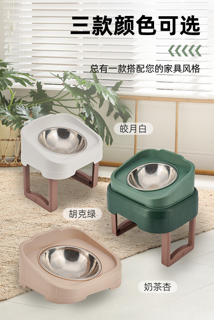 New type of pet food bowl, ceramic stainless steel dog food bowl, detachable and separable, single anti-choking slow food bowl with a stand pic 12