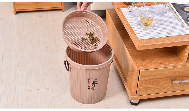 Thickened plastic filter round tea residue bucket, drainage bucket, living room household tea bucket, tea set trash can, portable pic 22