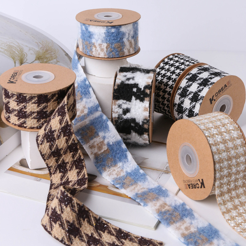 Autumn and winter collection: Gold and silver scallion large check linen woven tape, DIY bow hair accessory, flower gift packaging, clothes and accessories pic 9