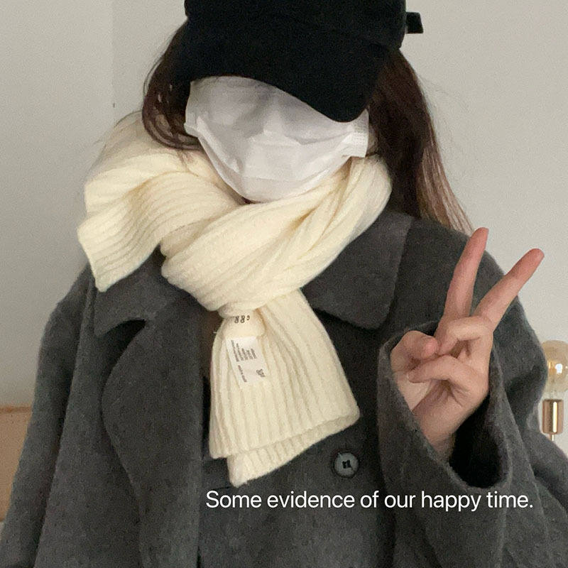 Korean egg scarf designer's niche macaron candy solid color cross wool fashionable ins knitted scarf pic 27