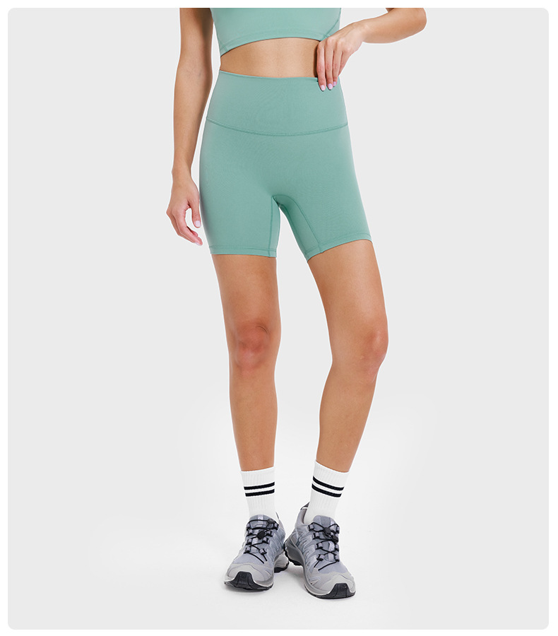 New nude-feel, no-embarrassment line solid color yoga shorts, double-sided brushed tight elastic sports and fitness three-inch pants for women pic 17