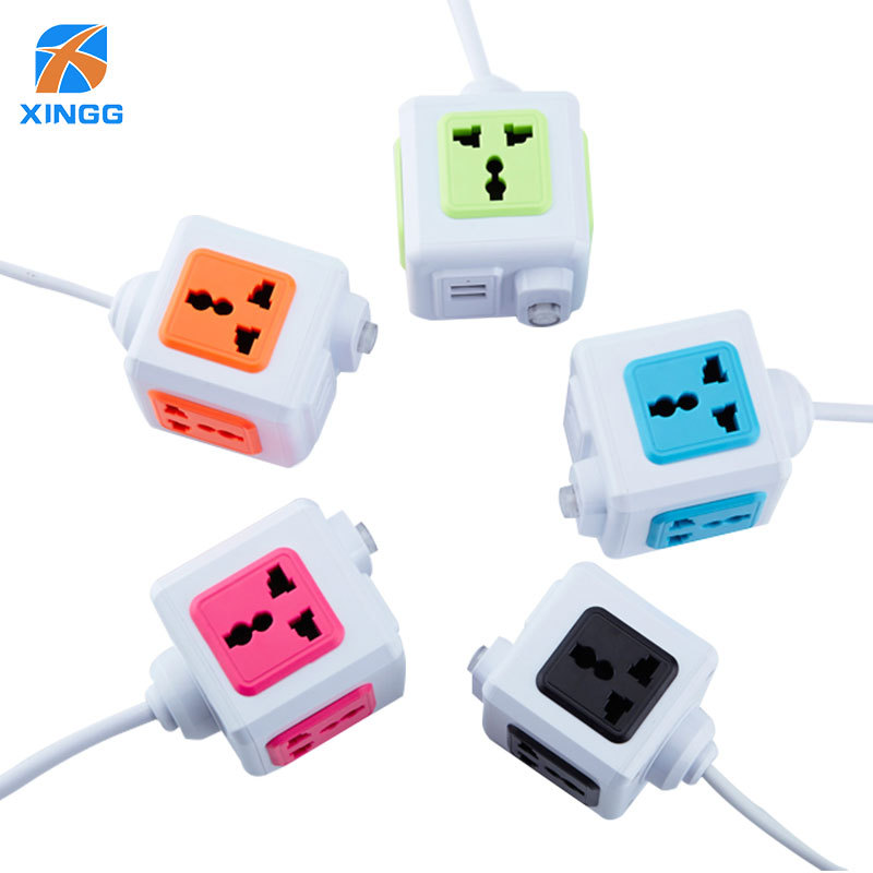 European standard power strip, Magic cube socket, dual USB2.1A, European power strip, European, Russian, British, Indian pic 1