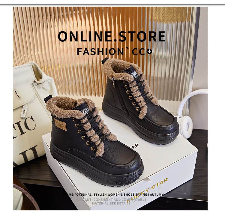 新款厚底雪地靴女2024冬季女士加绒保暖短靴女复古名族风百搭女靴详情38