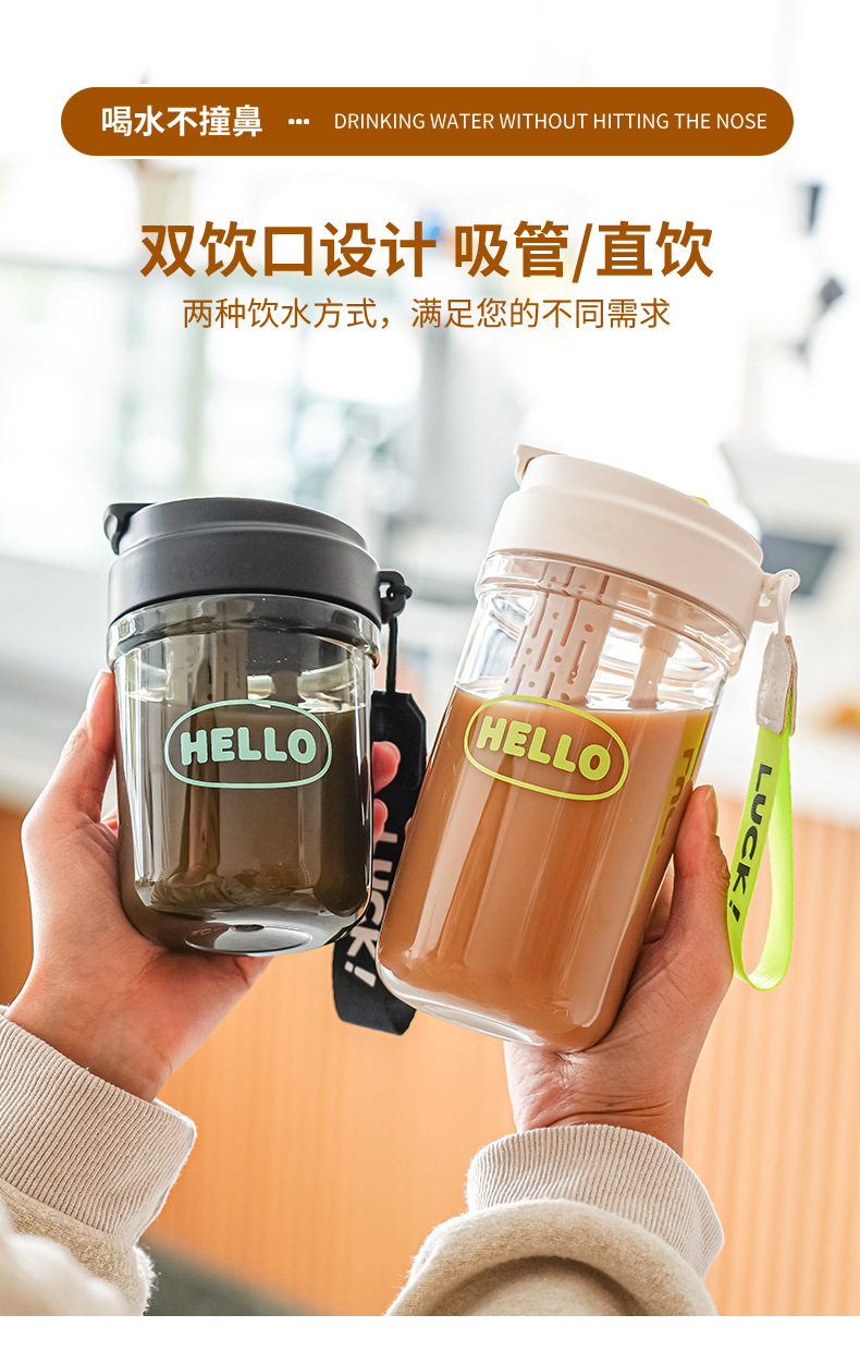 新款高颜值学生韩式杯子通用便携家用咖啡杯大容量水杯塑料杯批发详情6