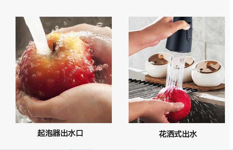 Oulian kitchen faucet pull-out splash-proof head, cold and hot household kitchen sink, stainless steel faucet rotating pic 7