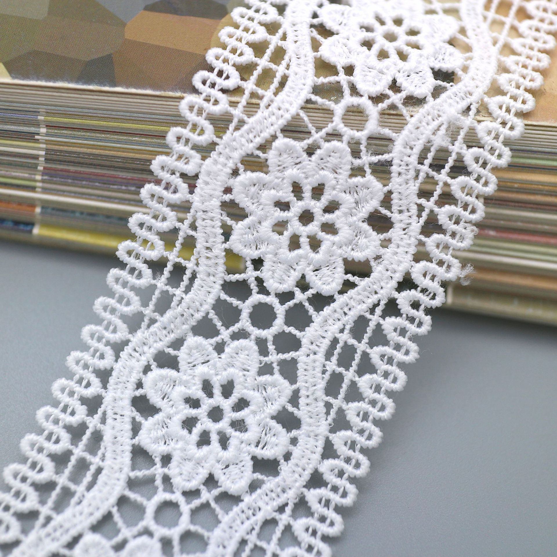 Water-soluble fine thread milk silk lace, milk silk embroidery lace lace, clothing headwear lace accessories pic 3