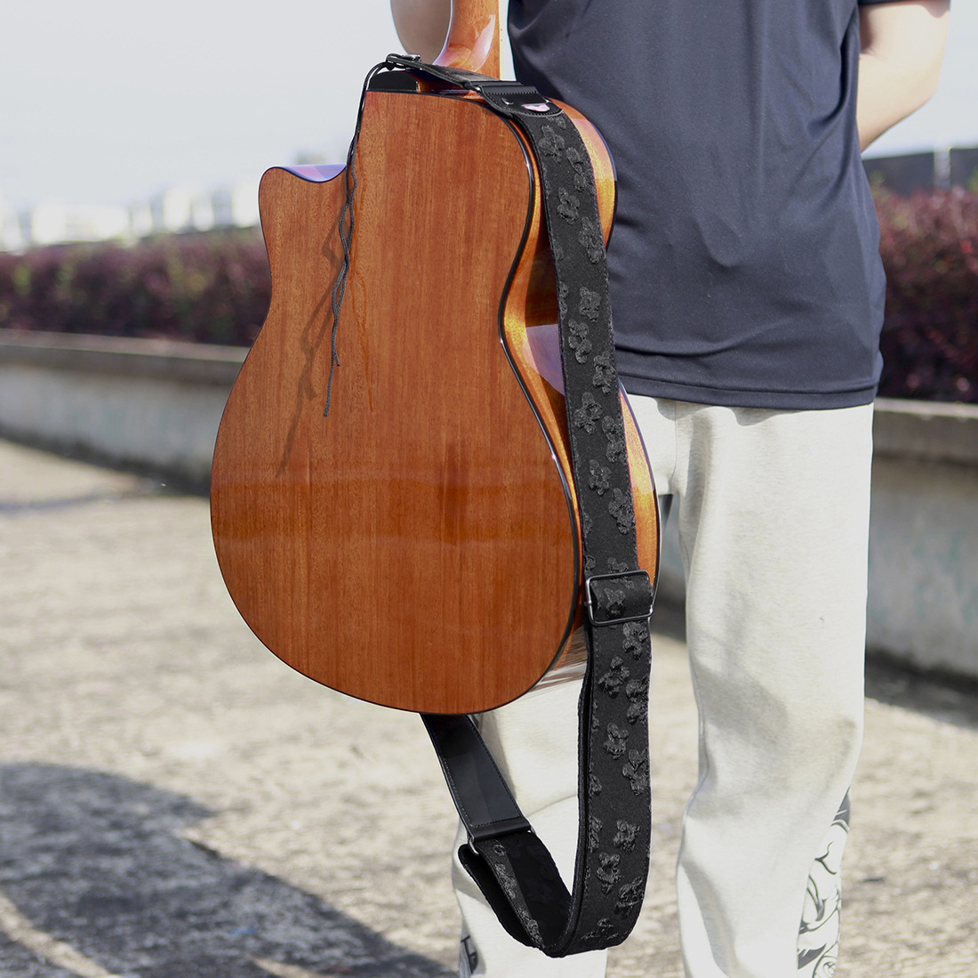 Wholesale electric acoustic guitar straps, widened three-dimensional embossed printed crossbody shoulder straps, adjustable length electric bass straps pic 10