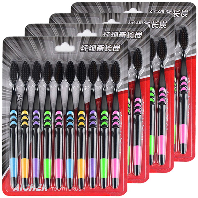 Best-selling direct-sale toothbrush, bamboo charcoal, ten-pack, Small Moon, adult soft bristle, nano, street stall bestseller pic 2