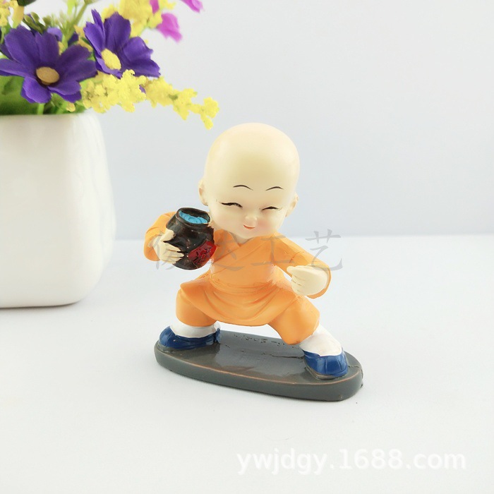 卡通树脂摆件礼品功夫和尚家居创意卡通摆件功夫和尚汽车摆件详情3