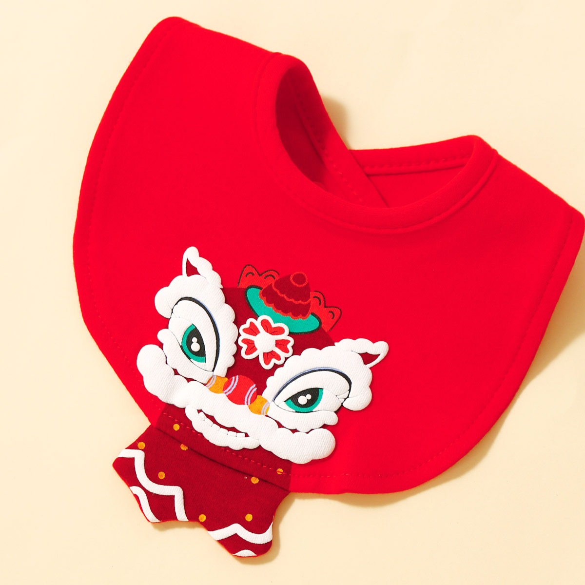 New Year's bib: Little carp, baby saliva towel, lion, red cotton pic 6