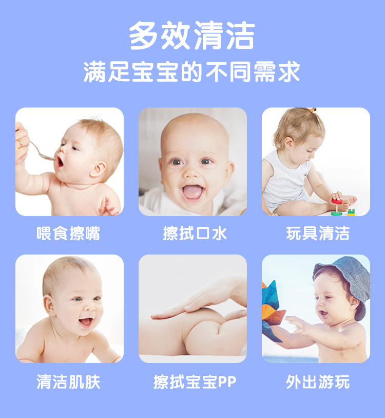婴儿湿巾 一次性宝宝湿纸巾80抽 婴儿手口湿巾擦屁屁清洁湿巾批发详情16