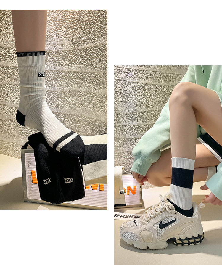 袜子地摊一件代发中筒袜女士秋冬 可爱小花刺绣女袜 百搭甜美袜子双针精梳棉棉袜女一件代发详情17