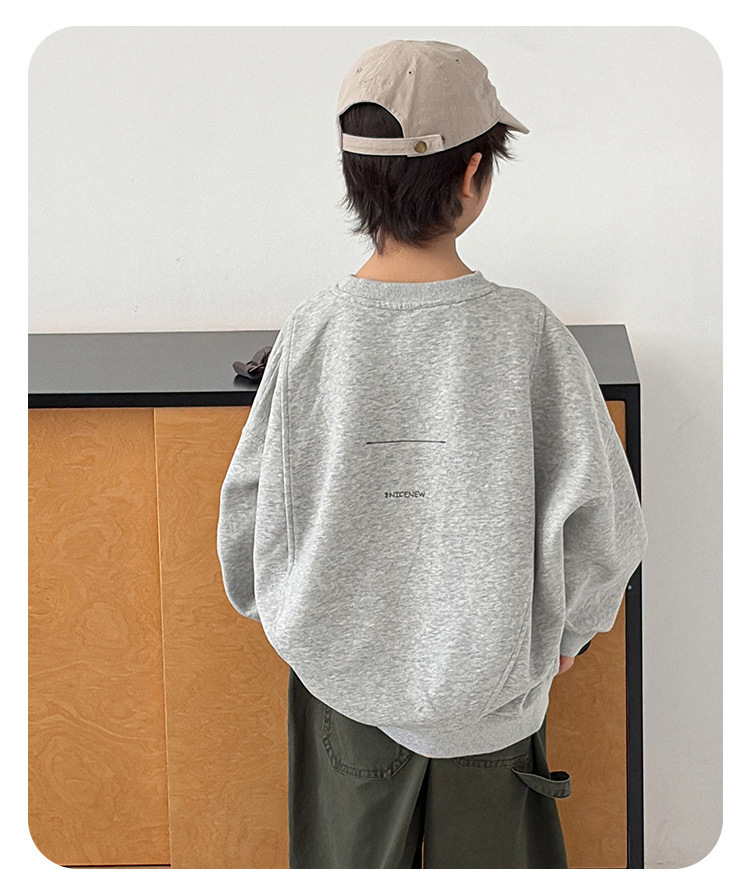 儿童男女童纯色套头圆领宽松时尚绣花百搭长袖卫衣上衣详情14