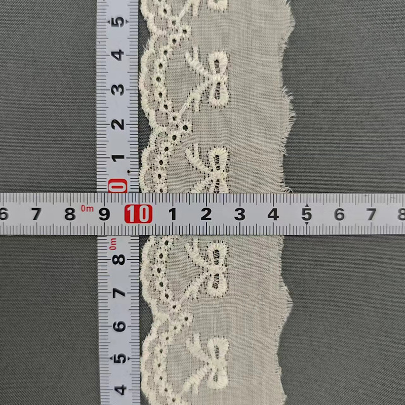 Wholesale of cotton embroidered lace, hollowed-out lace, embroidered skirt hem, clothing accessories, milk silk, perforated, barcode 2.5 pic 86