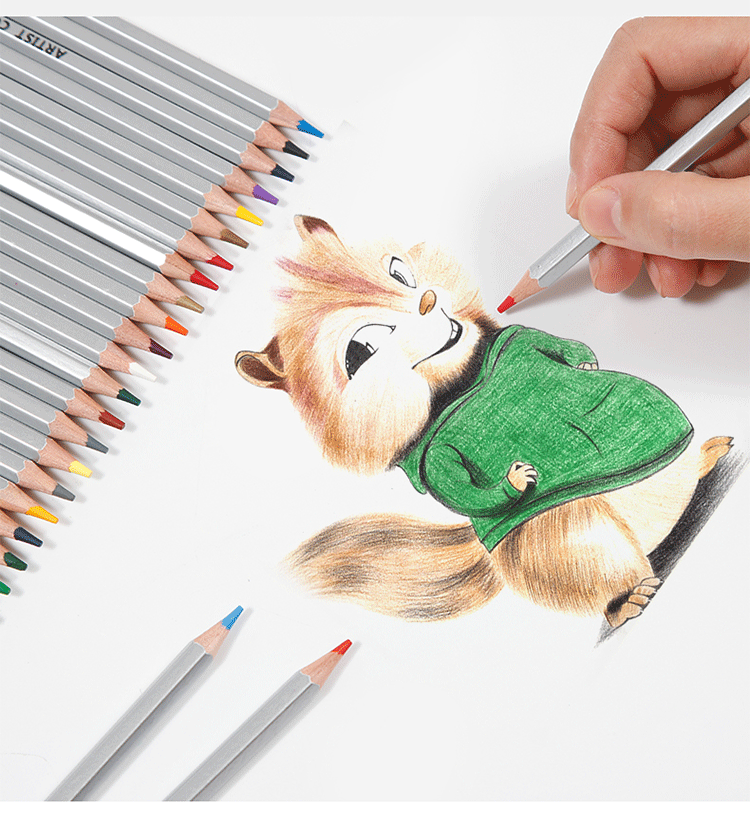 Wholesale of 72-color colored pencils in iron boxes, 36-color and 48-color art oil-based pencils, with built-in numbered coloring supplies pic 8