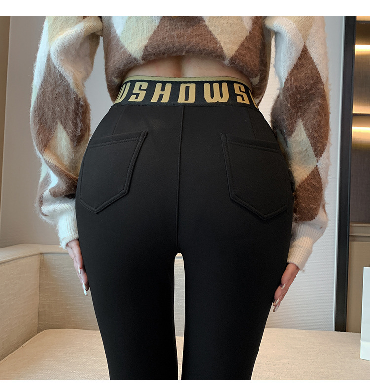 奥粒绒牛油果黑色打底裤加厚冬季女款外穿小脚加绒铅笔魔术小黑裤详情12