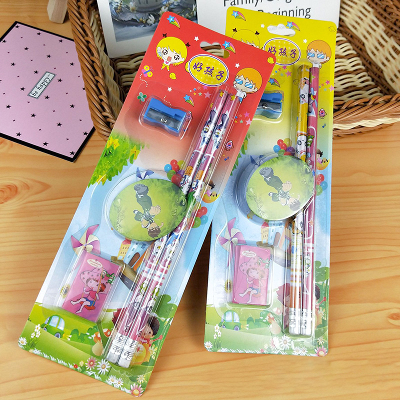 One-yuan store pencil sets, card-packed pencils, erasers, pencil sharpeners, pencil sets, one-yuan stationery pic 3