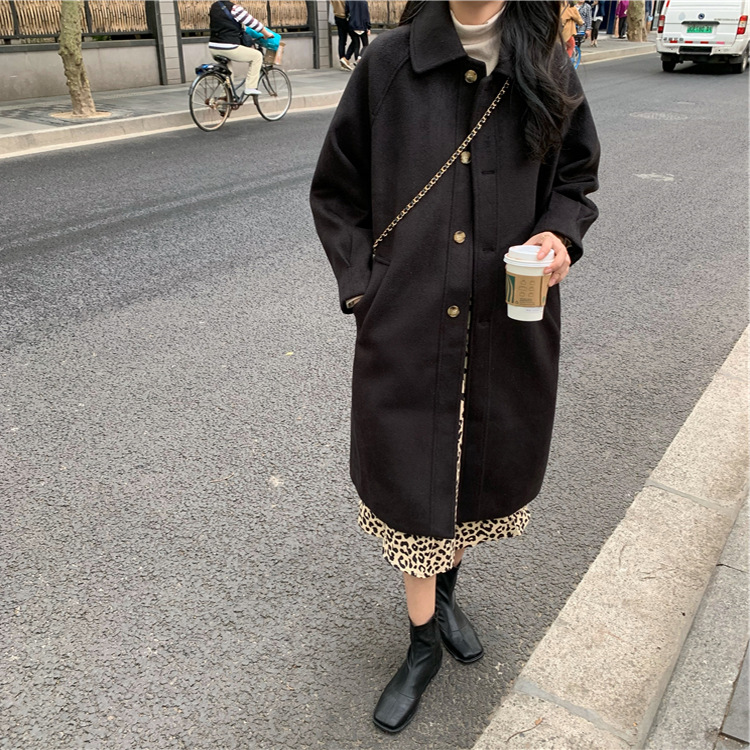 女大衣高级感2022秋冬款韩版学院风呢子风衣气质中长款毛呢外套女详情14