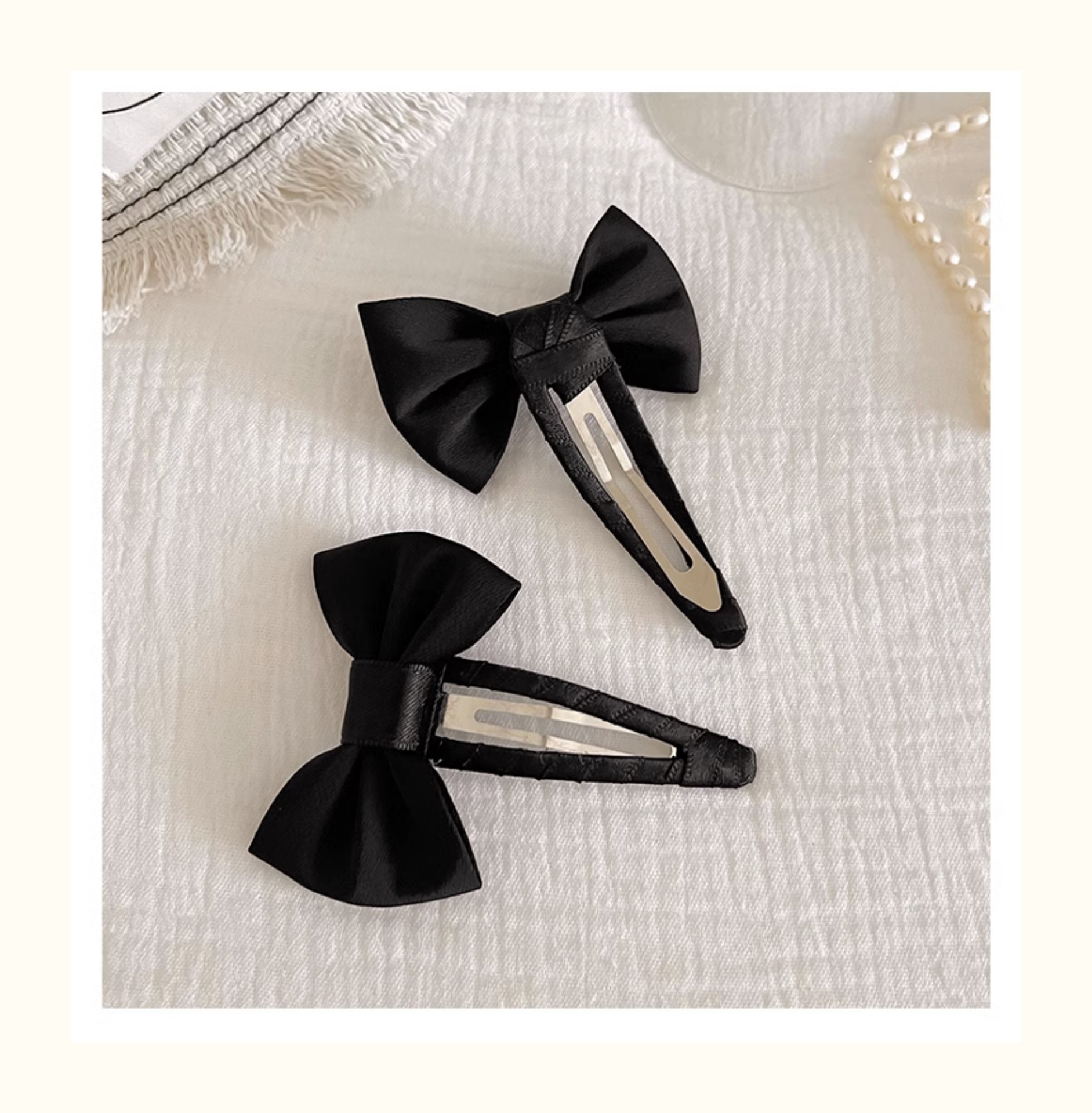 法式气质蝴蝶结发夹女前额碎发刘海夹简约发卡复古碎发bb夹子头饰详情6