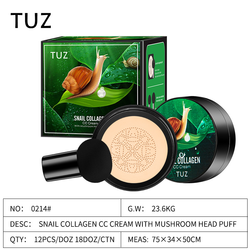 TUZ0214 Snail Collagen CC Cream, Mushroom Head Cushion BB Cream Foundation, Concealing and Brightening, Foreign Trade English pic 5