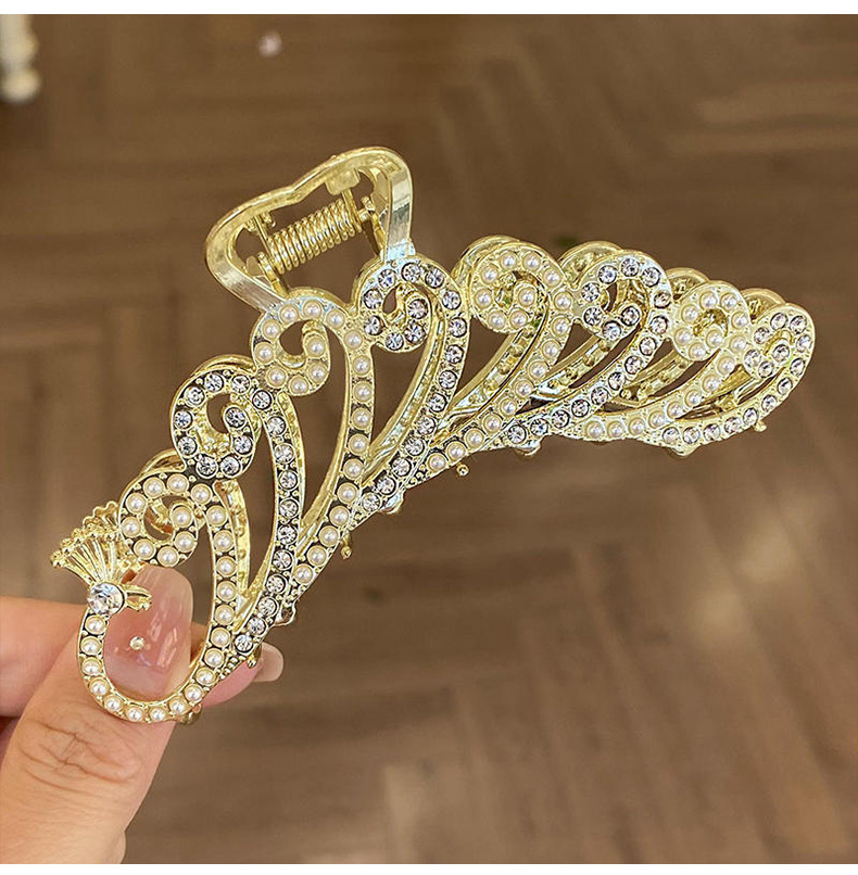 11cm大号珍珠抓夹轻奢金属高级感发夹后脑勺盘发气质鲨鱼夹子头饰详情10