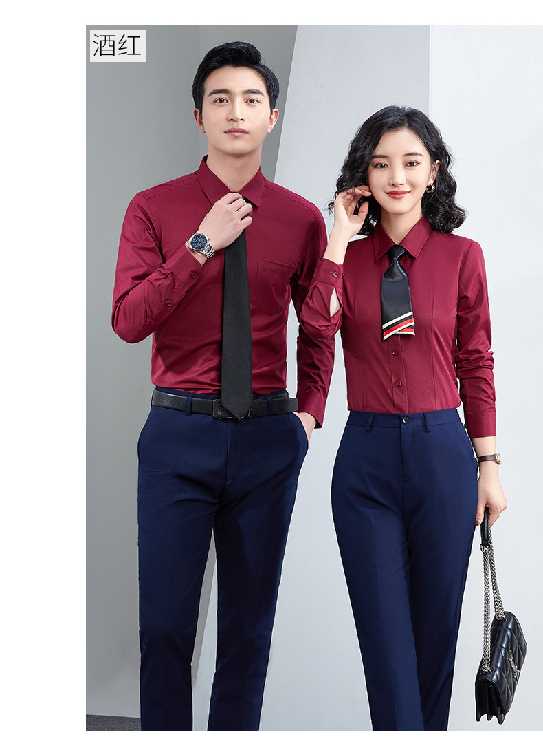 Factory direct supply of long-sleeved white bamboo fiber shirts for men, blue workwear no-iron fitted shirts for women, both men and women pic 67