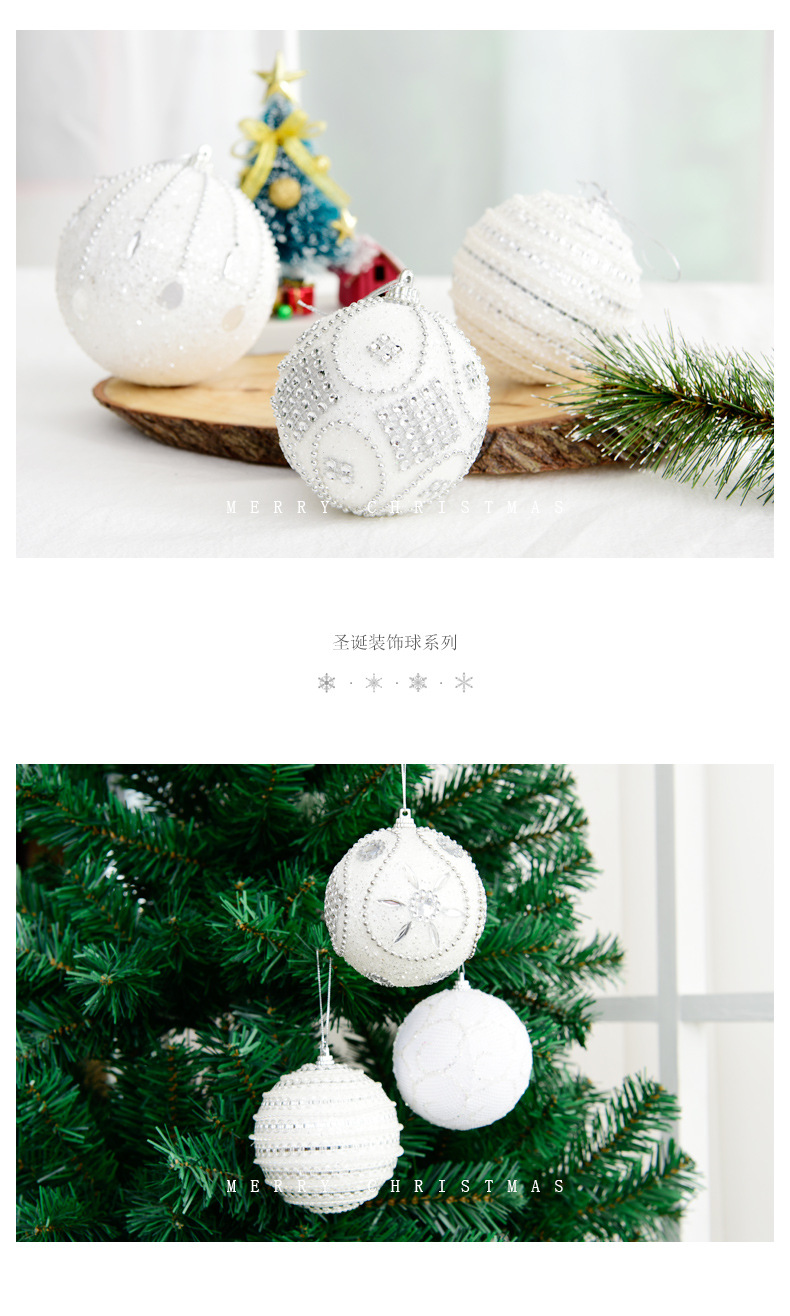 8cm圣诞球 白色泡沫吊球雪球雪景婚礼布置道具圣诞树挂件装饰球详情1