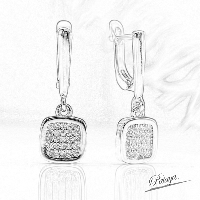 PATAYA585 rose gold true gold color-preserving electroplated earrings, cross-border direct supply to Amazon earrings, square natural zircon set earrings pic 6