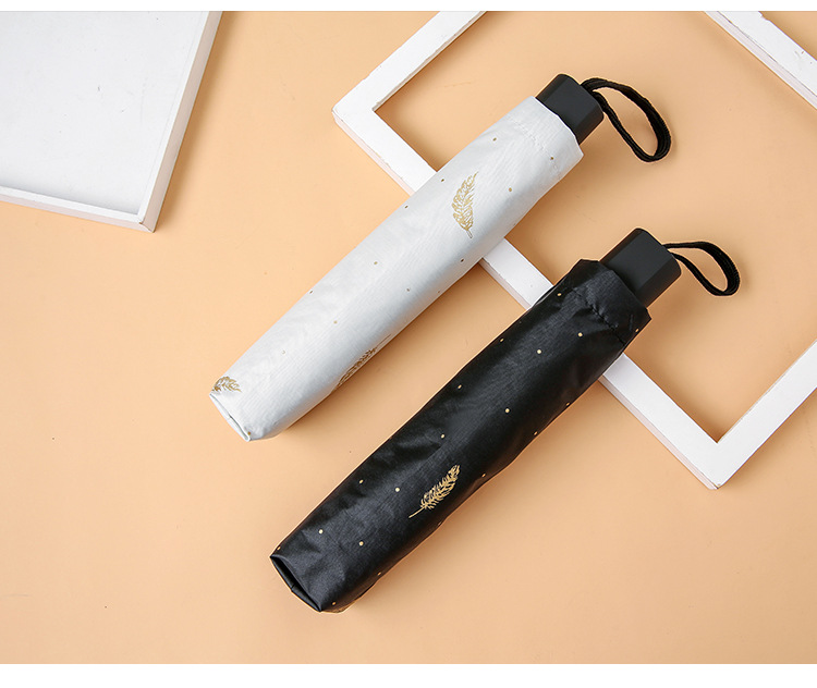 Creative black and white feather umbrella, black rubber sun protection and UV protection umbrella, all-weather and all-weather small black umbrella manufacturer pic 14