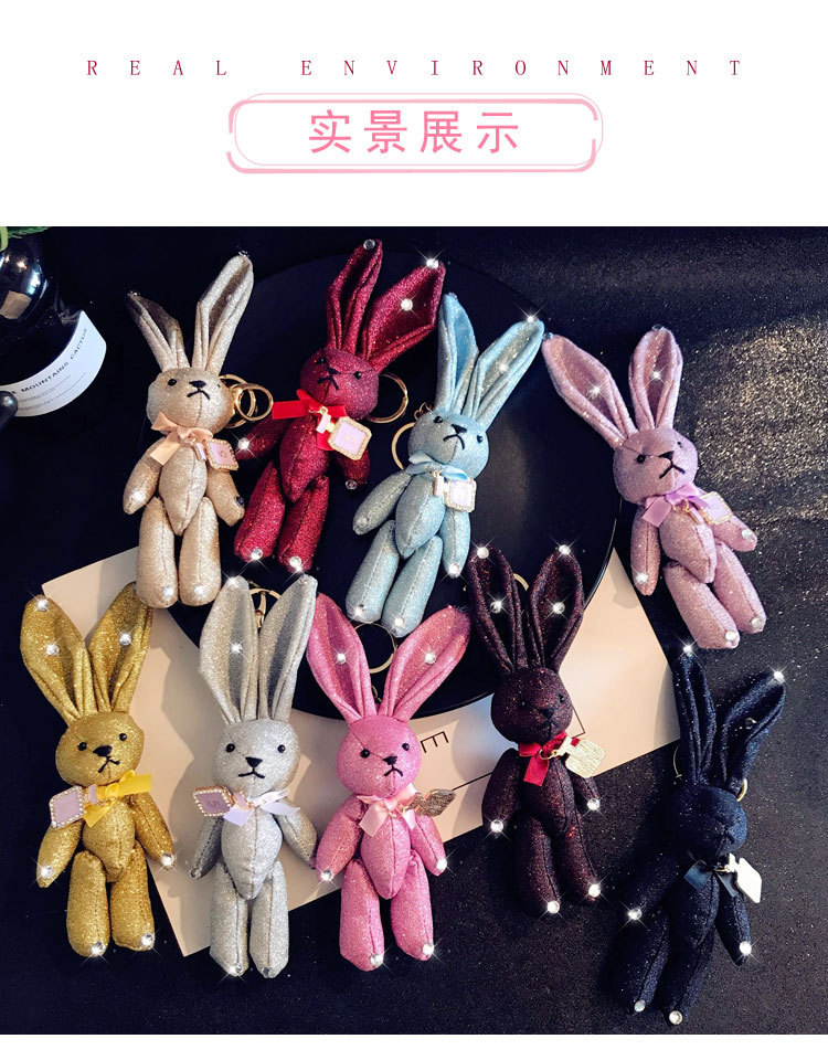 cute keychain gifts bag hang accessories mobile rabbit cloth详情13