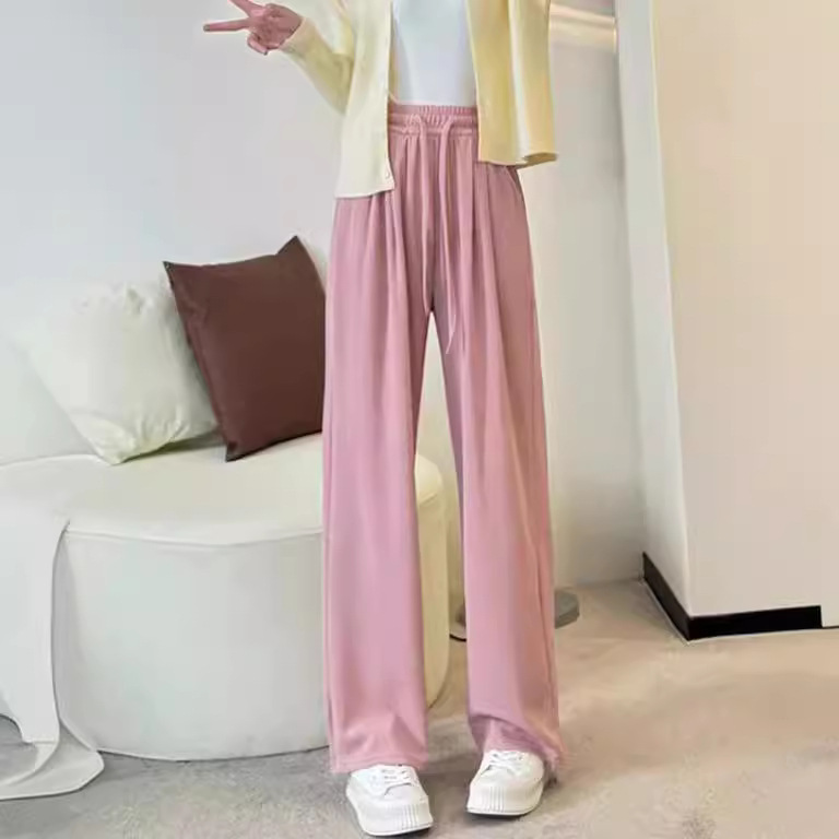 高级感白色奶芙裤醋酸山本裤女春夏奶油日系慵懒休闲阔腿裤拖地裤详情3