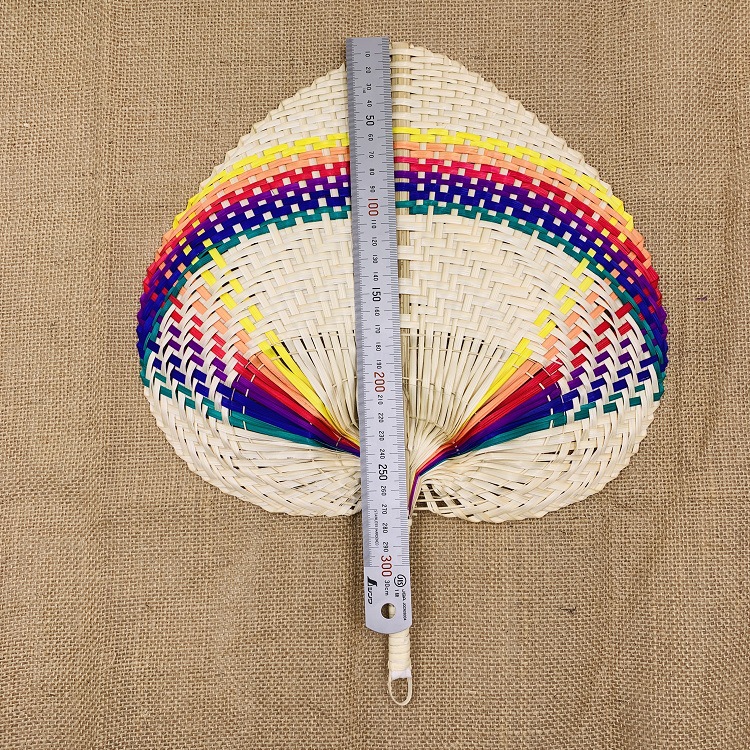 Traditional Chinese hand-woven fans, rattan palm-leaf fans, round fans with bamboo handles, Chinese-style solid-color round fans pic 7