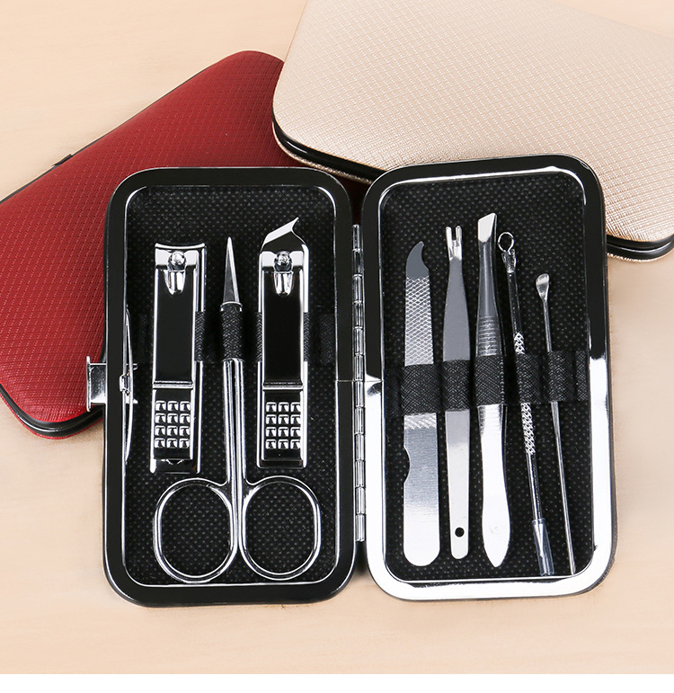 Factory direct sales 8-piece nail clipper set, solid color nail care tools, beauty and manicure multi-functional nail clipper set pic 1